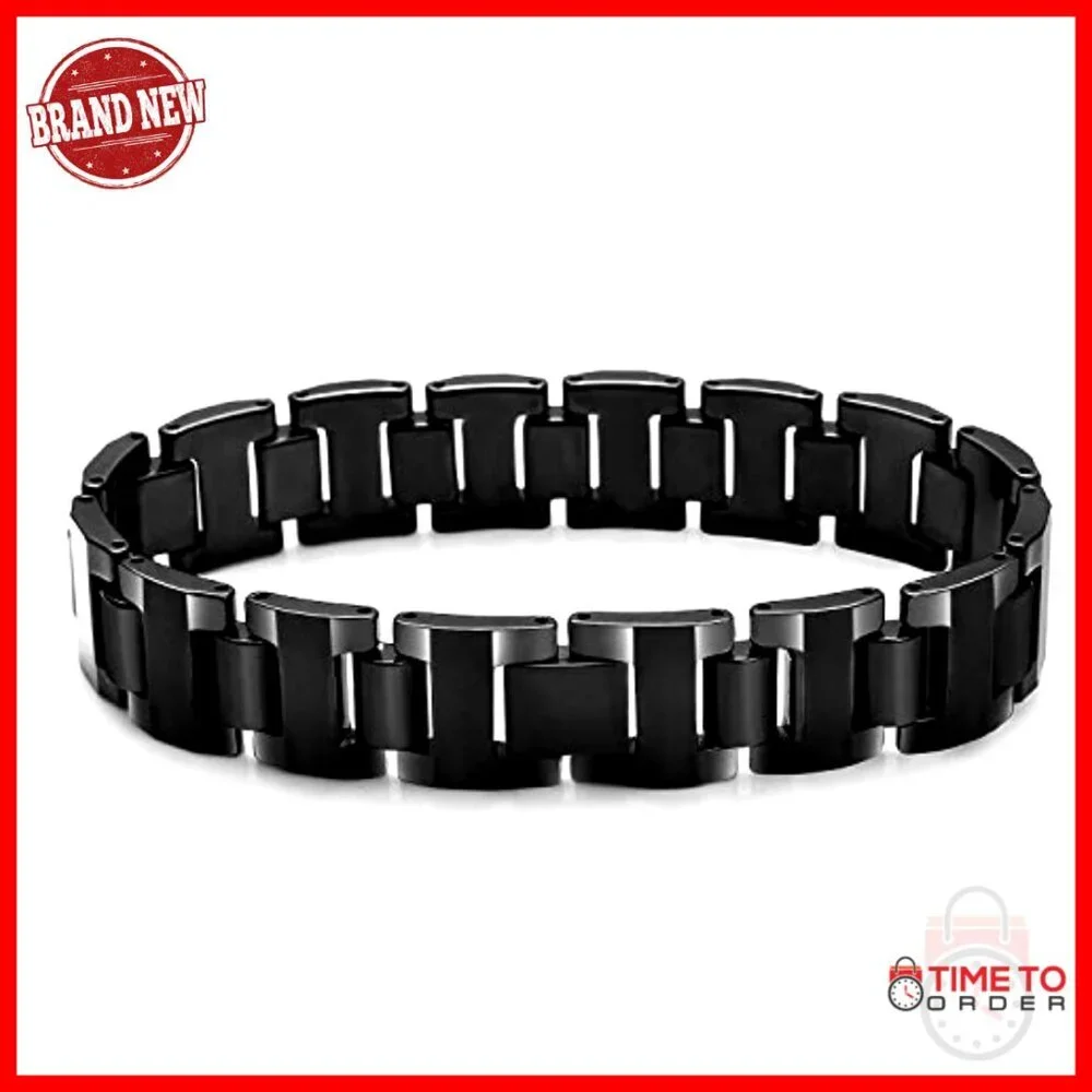Men's Tungsten Link Bracelet 8.3 Inches Snap Clasp Durable